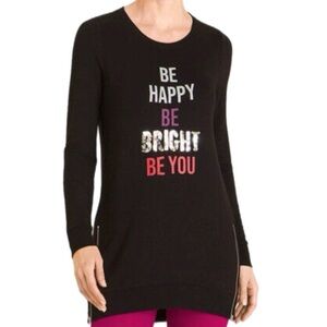 CHICO’S Zenergy Be Happy Tunic Top Black Sequin Women’s Sz S Stretchy Shirt